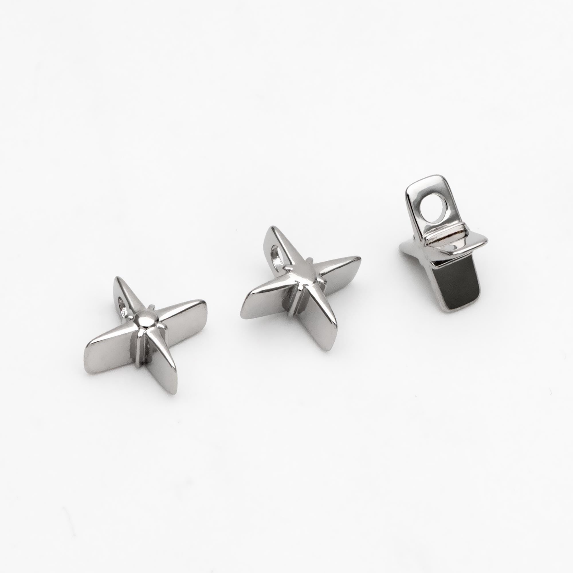 10pcs Gold/ Silver Tone North Star Charms 11mm, Gold/ Rhodium Plated Brass, Cross Star Pendant (GB-4469)